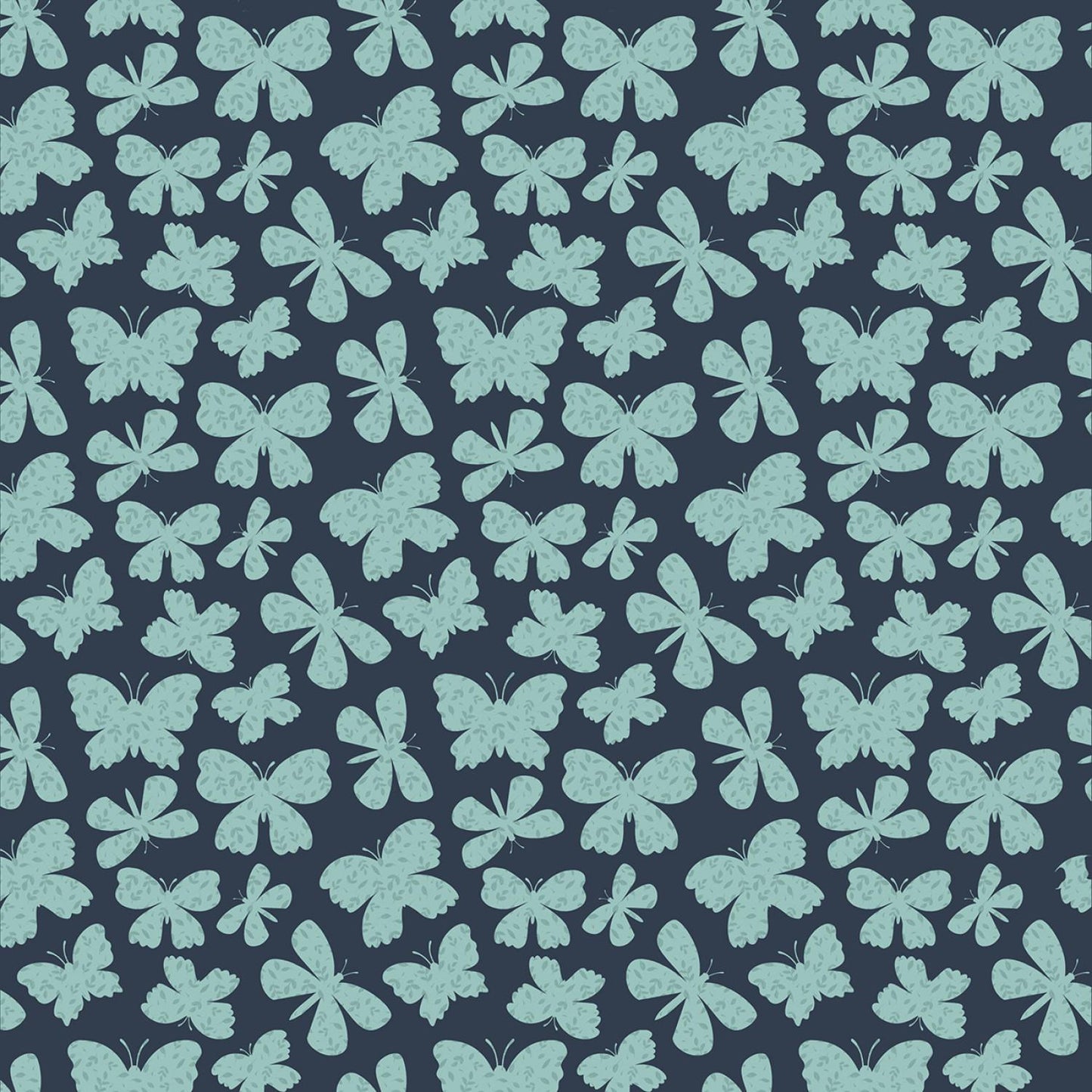 Painted Blossoms Navy - Scattered Butterflies - 724656
