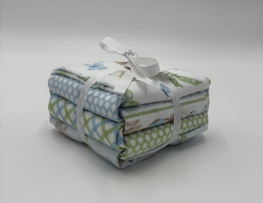 Peas in a Pod Flannel - Fat Quarter Bundle- Blue - 6 Pack