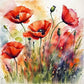 Poppies Panel 17in x 17in # FLR-043