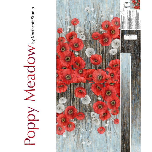 Poppy Meadow - Tote Bag Panel - Charcoal Multi - C29093-97