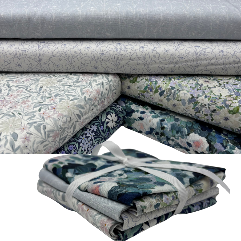 Primavera Dusty Blue Fat Quarter Bundle - 6 pack