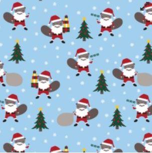 Purely Canadian Flannel - Beaver Santa - 22575-63 Sky