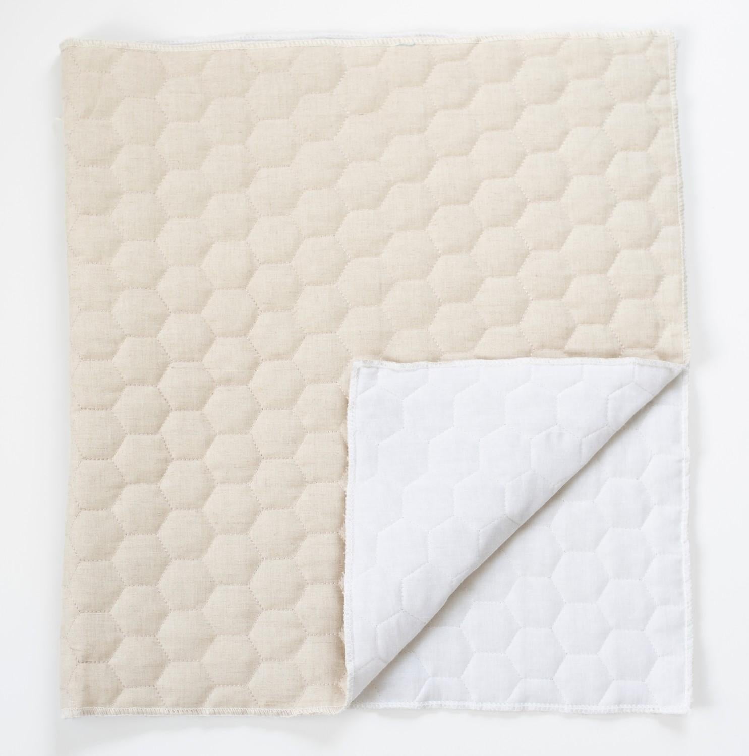 Quilted Pillow Cover Blank 19in x 19in Oat Linen Hexagon Quilt # KDKB260