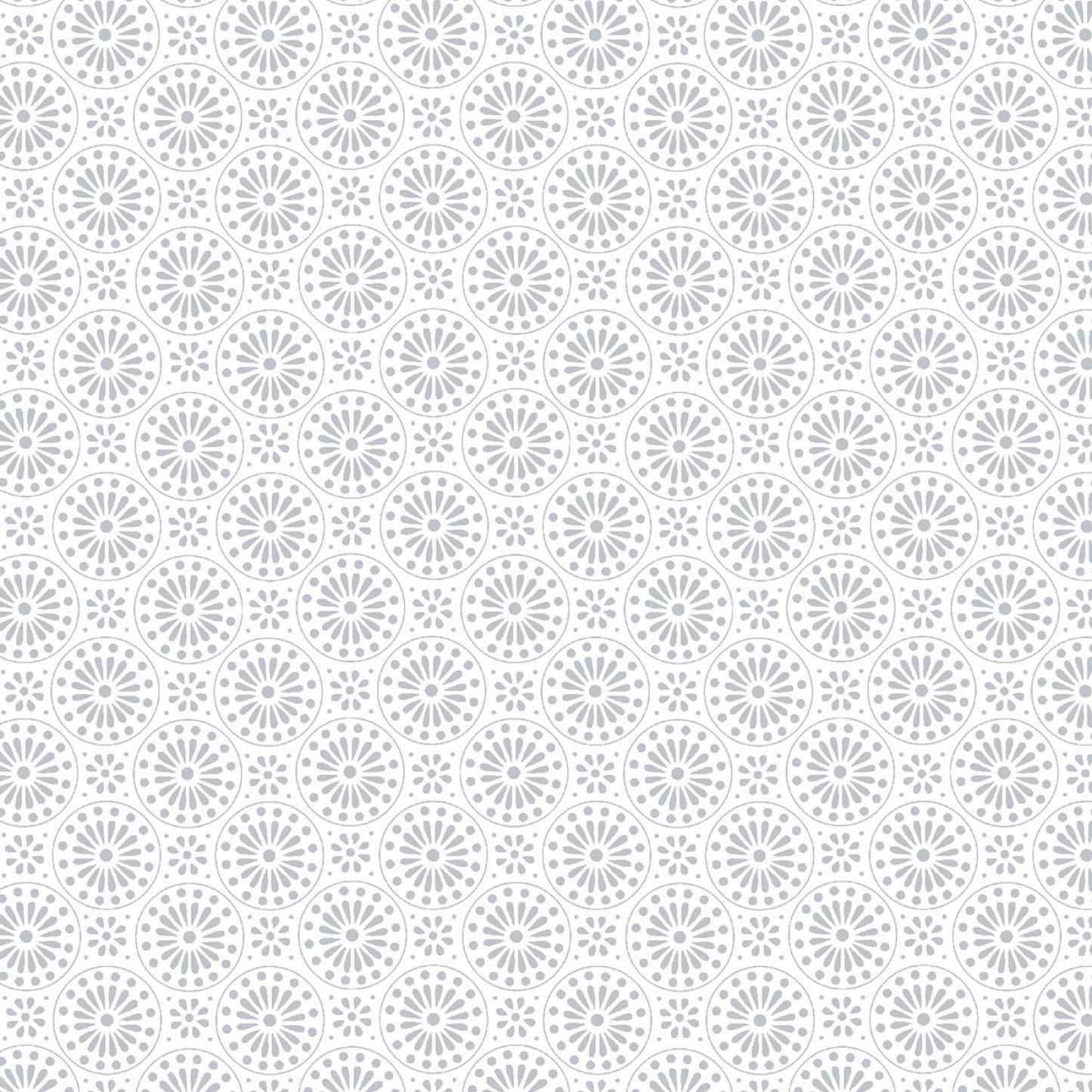 Quilter's Flour 6 - White on White Geometric Circular Floral  # 1697-01W