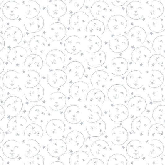 Quilter's Flour 6 - White on White Moon Faces 2.5 inch repeat # 1680-01W