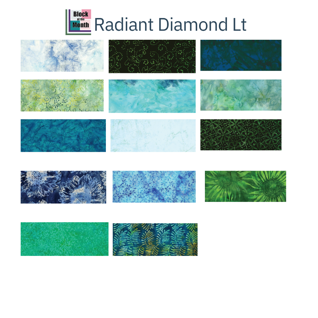 Radiant Diamond Block of the Month - Light - Fat Quarter Insurance Bundle - 14 Pack - Pre-Order
