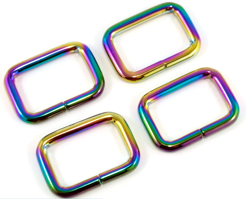 Rectangular Rings: 25mm (1") - Iridescent - 4 pack - REC-WIRE-25mm-IRI/4