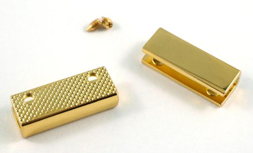Rectangular Strap End Caps - 1" wide - Gold  - 4 pack