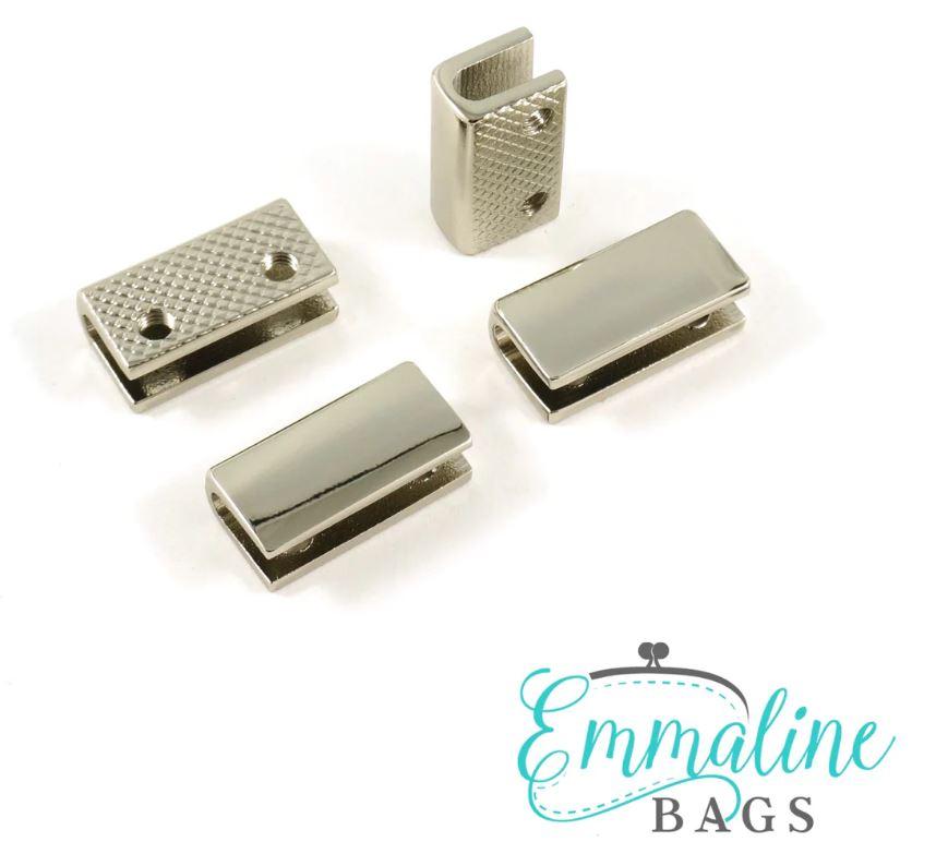 Rectangular Strap End Caps - 1" wide - Nickel  - 4 pack