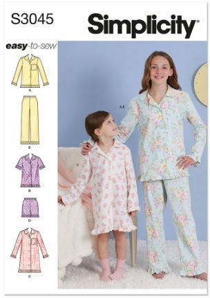 SIMPLICITY Childrens and Girls Lounge Tops, Gown, Shorts & Pants - SS3045HH