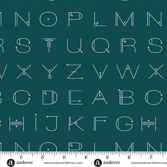 Scrawl - Deco Letters Deep Teal - A1217T