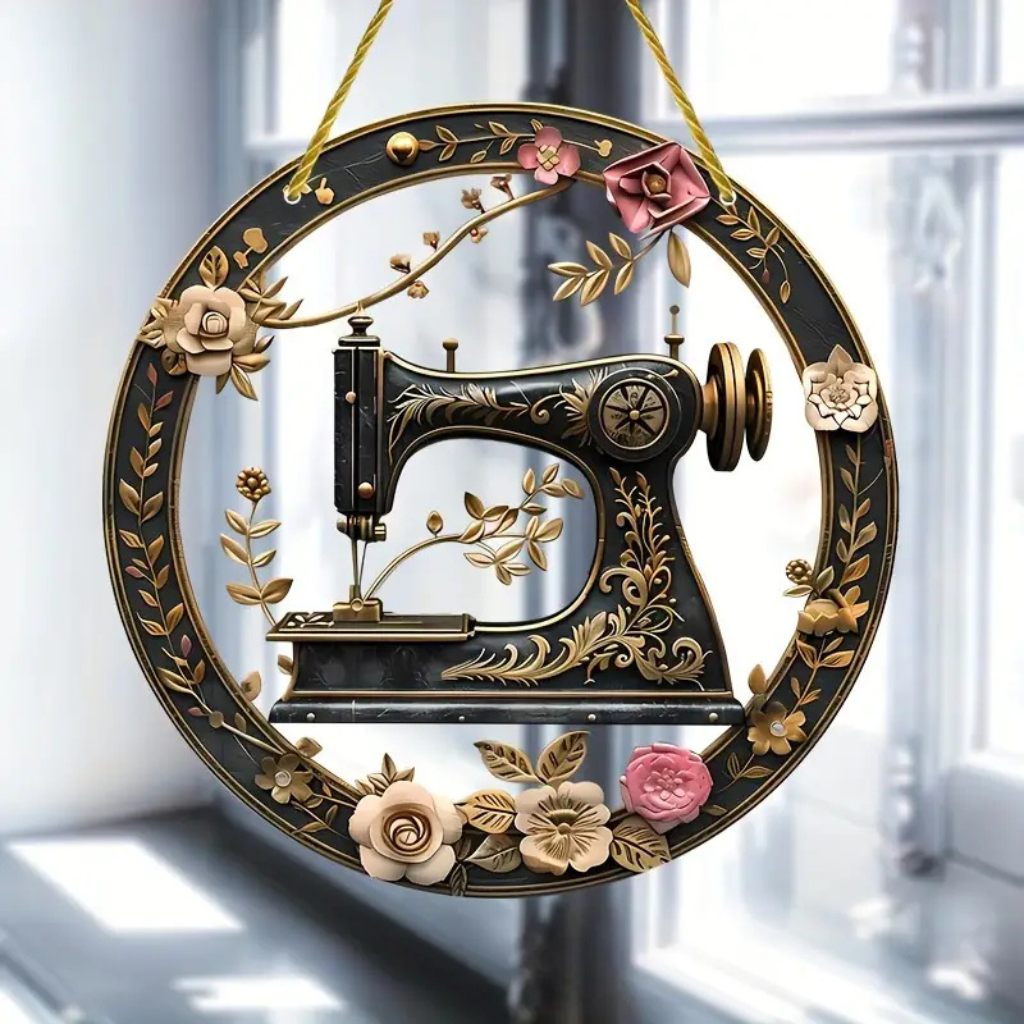 Sewing Machine Stain Glass Vintage