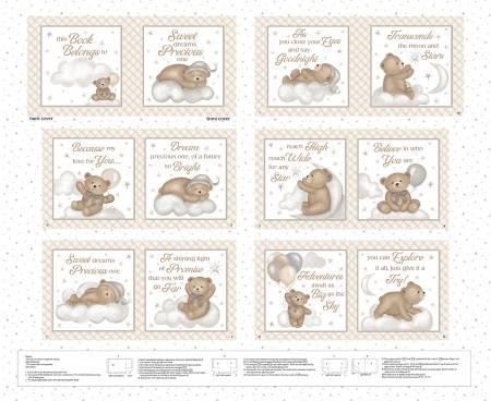 Sleepy Teddy - White/Multi Book 36 Inch Panel # 8527PS-03