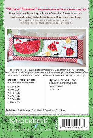 Slice of Summer Watermelon - Bench Pillow (Machine Embroidery) # KD522 - Special Order