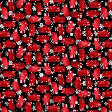 Snow Crew - Black Mittens Flannel # F1287-98
