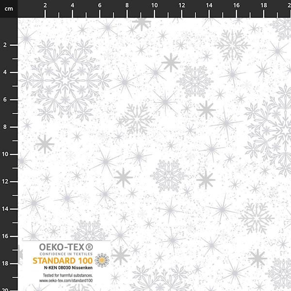 Snow Crystals Stof - White - 4593-100