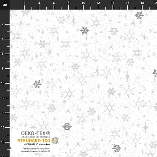 Snow Crystals Stof - White - 4593-104