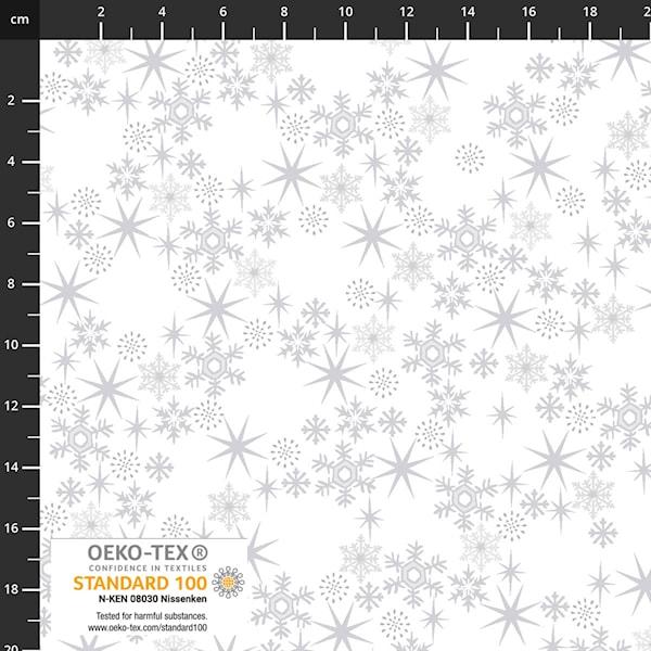 Snow Crystals Stof - White - 4593-105