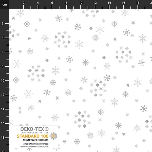 Snow Crystals Stof - White - 4593-106