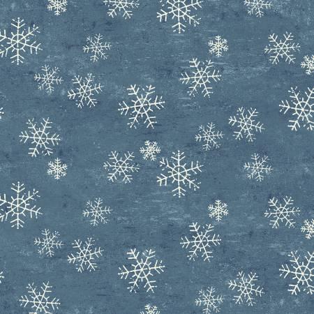 Snow Mountain Dark Denim FLANNEL Snowflakes - Y4216-89