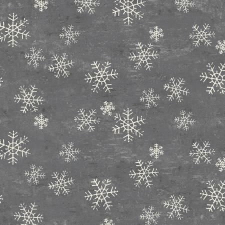 Snow Mountain Dark Gray FLANNEL Snowflakes - Y4216-7