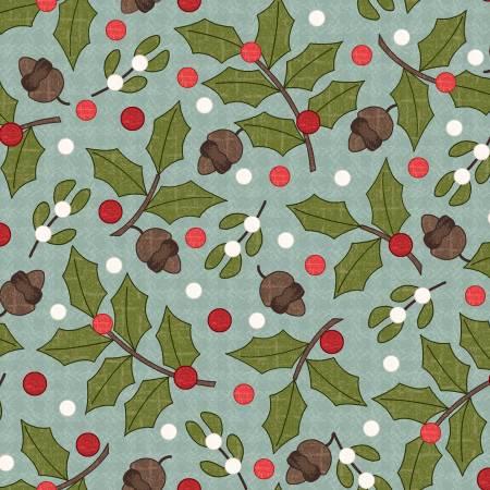 Snowtop Mountain - Aqua Greenery Flannel # F11163M-Q