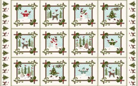 Snowtop Mountain - Cream Frames Flannel # F11161M-E
