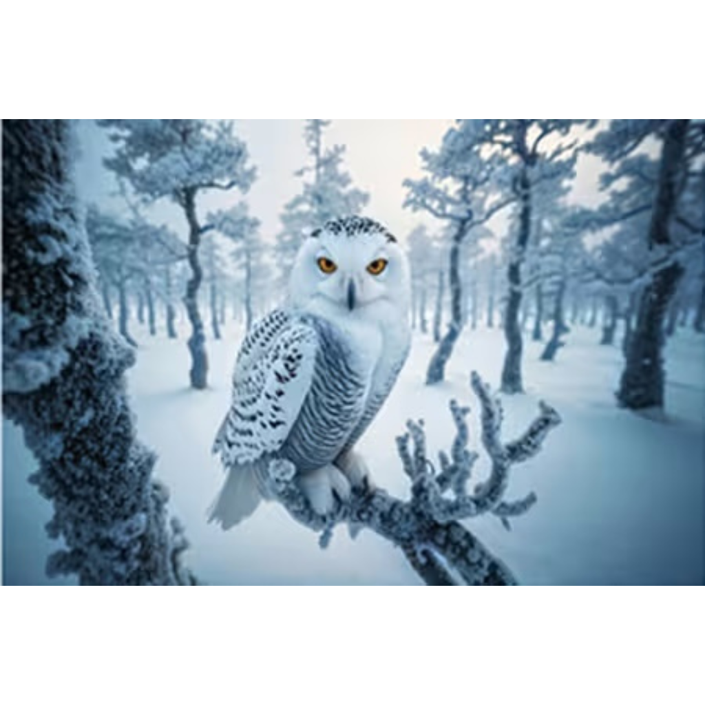 Snowy Owl on Branch Panel 20.5in x 17in # BBP-014