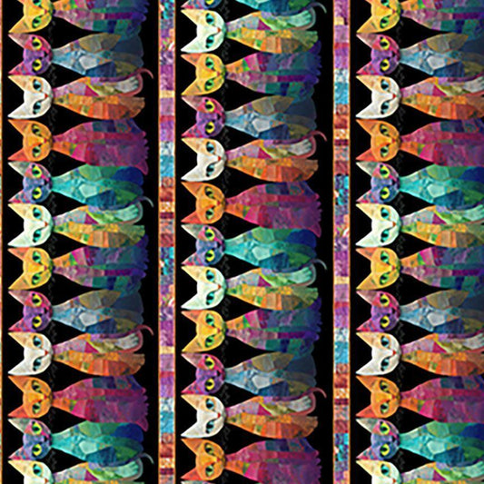 Sophisticat Quilt Cats Stripe - CD4005 Blk