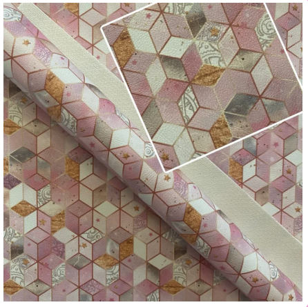 Steampunk Pink Stain Glass  Printed Vinyl 12x53"