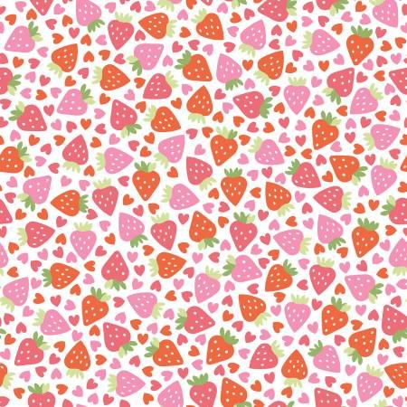 Sweet Shoppe - White Strawberries & Hearts - MAS11025-W