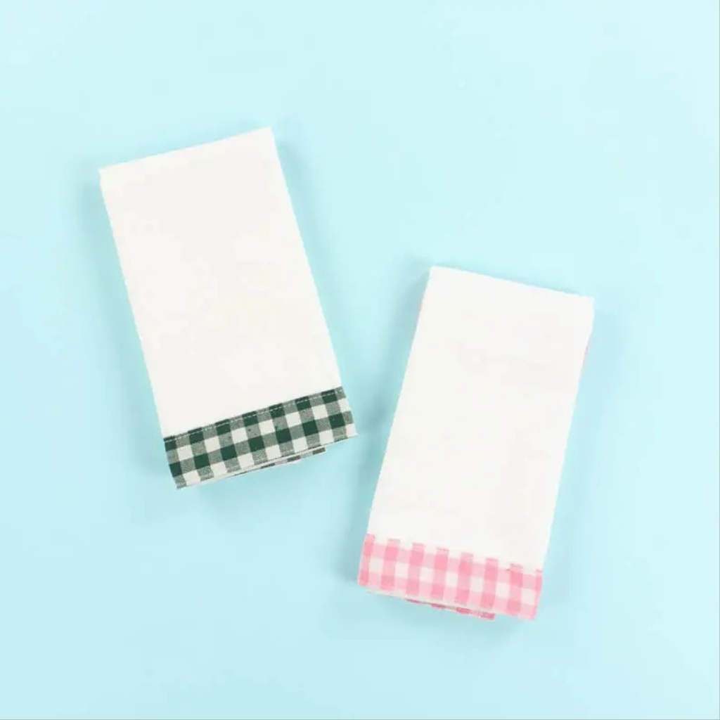 Tea Towels - Gingham Trim (Pink & Green) - KDKB277