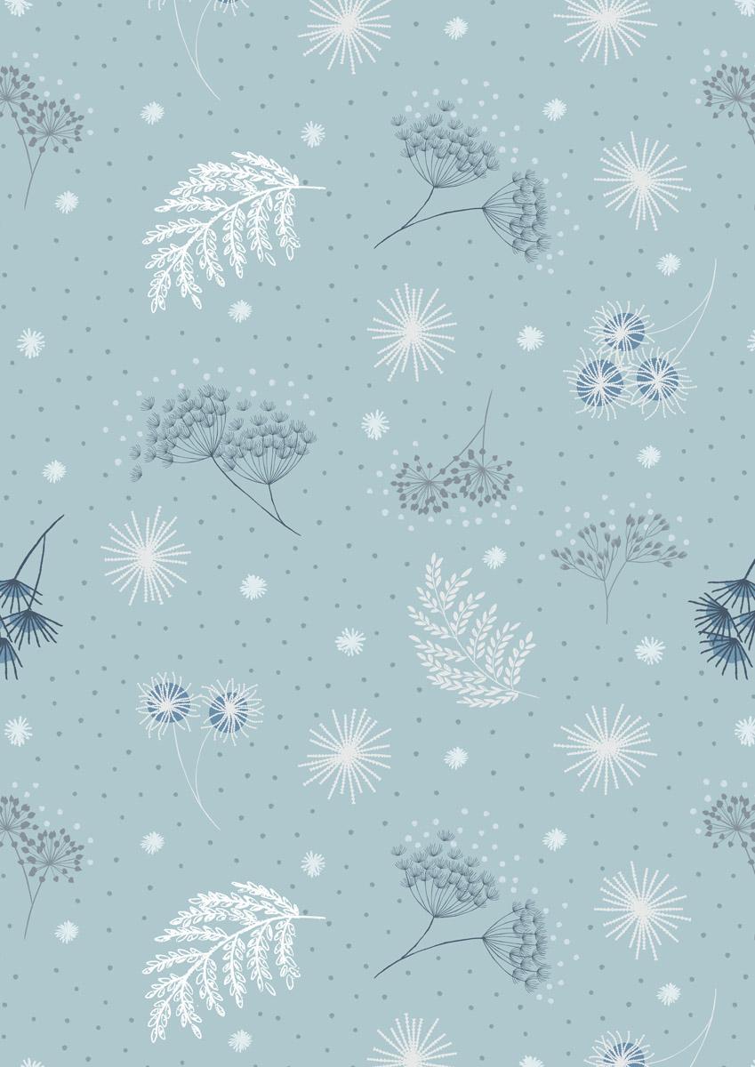 The Secret Winter Garden Flannel - Frosted Garden on Mist Blue - F659-2