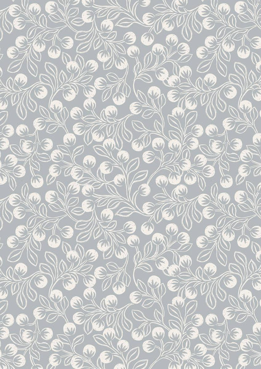 The Secret Winter Garden Flannel - Snowberries on Grey - F658-2