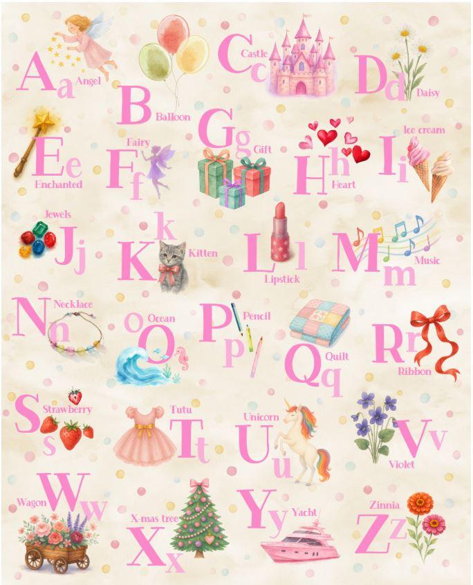 Things That Go From A-Z  Panel - Pink -  25746-531
