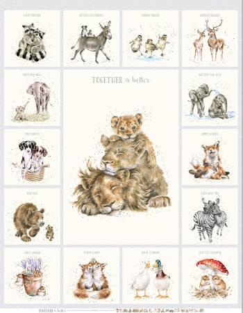 Together Is Better - Soft Grey Lion Panel (48") - Minky # MK11128M-K
