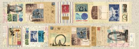 Treasured Threadz® Collage Fabric Panel - Around the World # ABTT204