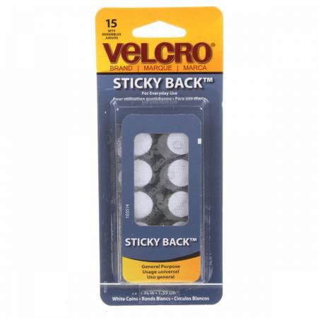 VELCRO® Brand Fastener Sticky Back Coin White 5/8in # 90070V