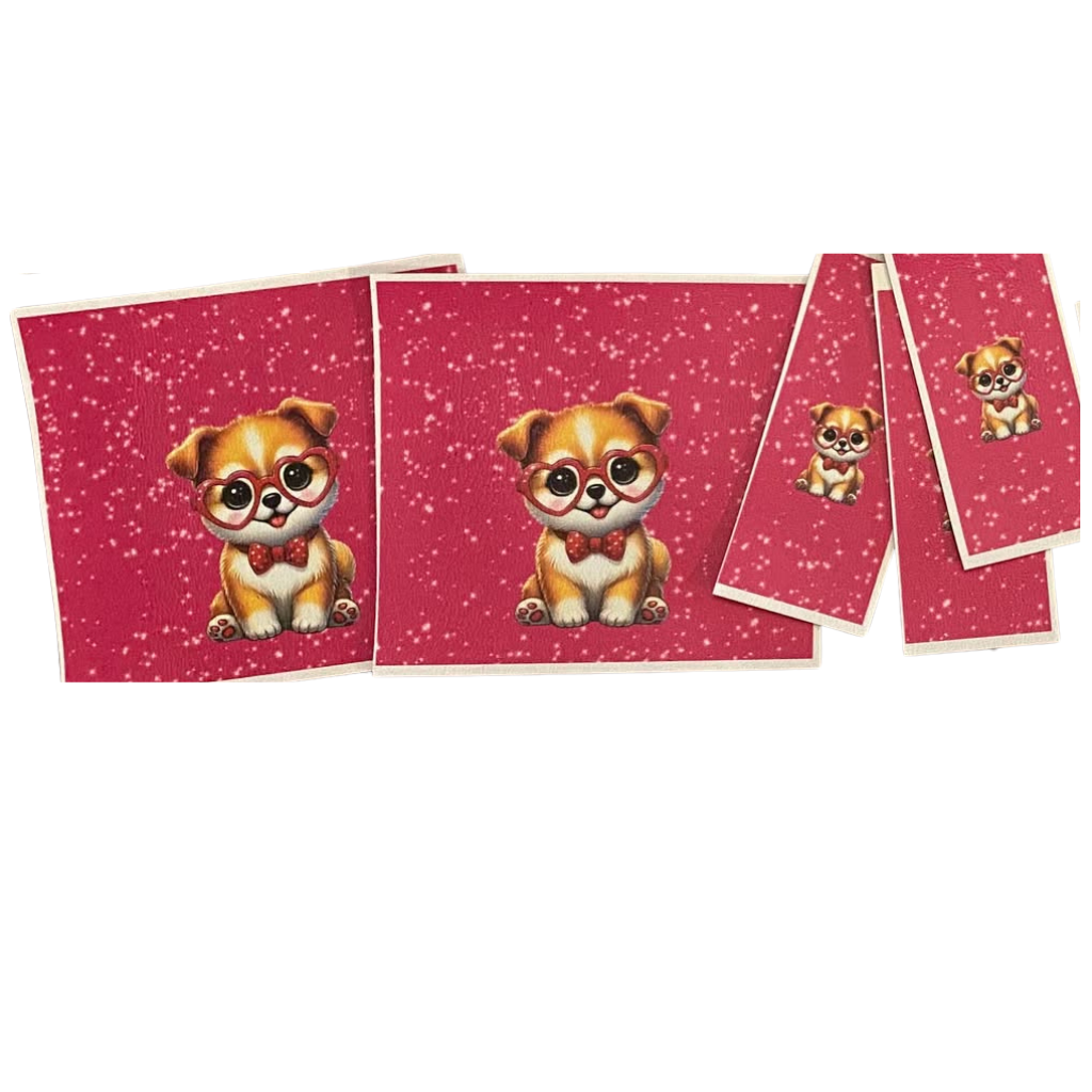 Valentine Animals - Pink Pup -  Gift Card & Chapstick