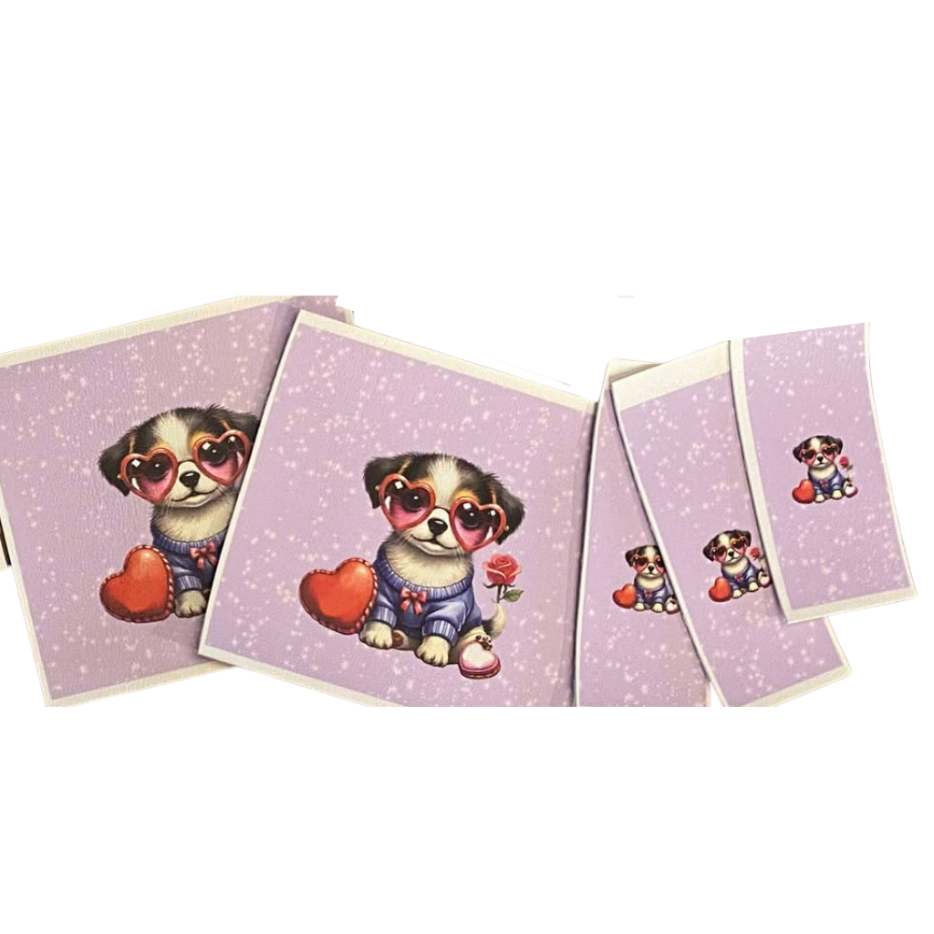 Valentine Animals - Purple Pup -  Gift Card & Chapstick