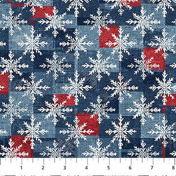 Village Folk Flannel - Snowflake Grid - Light Blue Multi - F28826-42