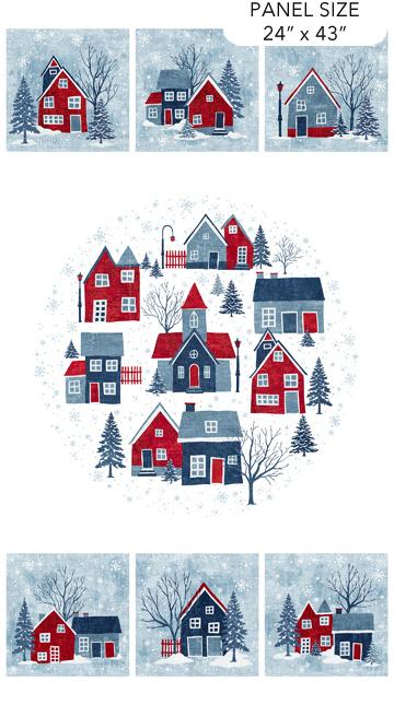 Village Folk Flannel Panel - Blue Multi - F28822-10