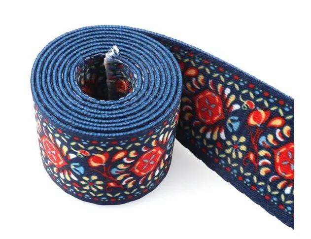 Webbing 1.5" Navy Floral