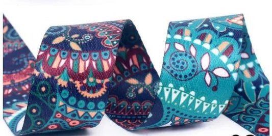 Webbing 1.5" Paisley Teal