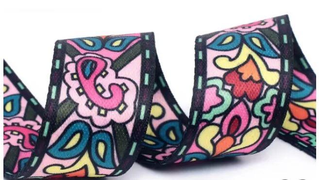 Webbing 1.5" Pink Paisley