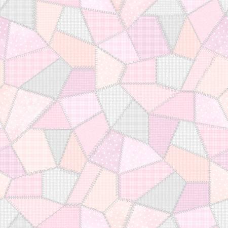 White/Pink Patchwork Quilt Flannel # F11310M-WP