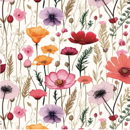 Wildflowers on Ivory  Printed Vinyl12x53"
