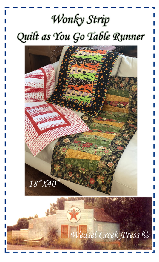 Wonky Strip Quilt As You Go Runner - Downloadable PDF
