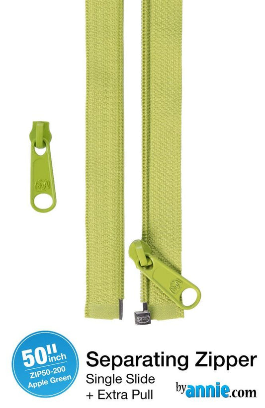 Zipper - 50" Separating + Extra Slide - Applie Green # ZIP50-200