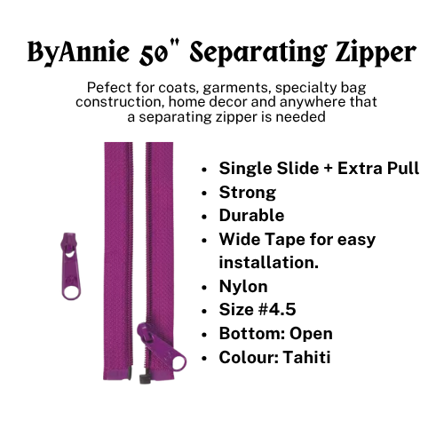 Zipper - 50" Separating + Extra Slide - Tahiti # ZIP50-245